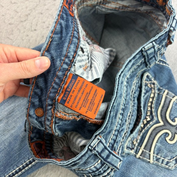 Rock Revival Jeans Womens 30 Blue Bootcut Embroidered Embellished Distressed - Picture 7 of 15